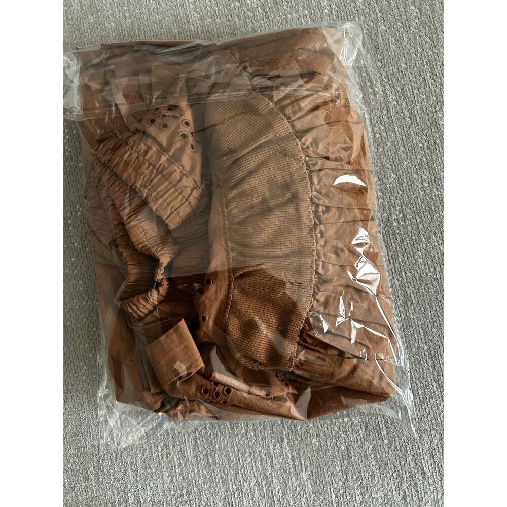 Free People Tan-Brown Tiered Midi Skirt - Picture 9 of 11